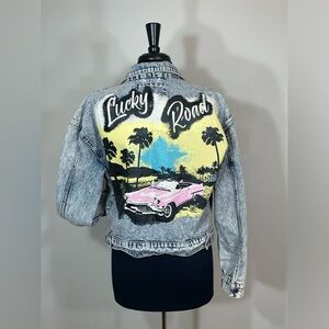 Ashley Vintage Charm Acid Wash Denim Jacket M - Malibu Barbiecore, Pink Cadillac